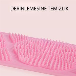 Çift Taraflı Banyo Hamam Lifi Silikon Masajlı Yumuşak Duş Lifi Uzun Ömürlü Hazır Banyo Kesesi -1 Adet Stokta Olan Renk Gönderilir