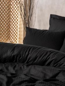 Cotton Box Plain Plaid Çift Kişilik Nevresim Takımı Siyah