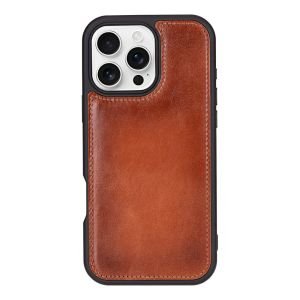 Apple iPhone 16 Pro uyumlu, Hakiki Deri, El Yapımı, Cüzdanlı Kılıf, Gölgeli Taba