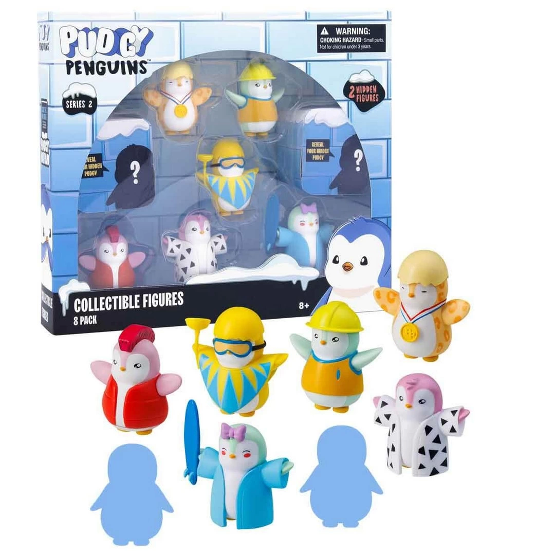 Pudgy Penguins 8'li Figür Seti S2 Bayrak Tutan Penguenli Set