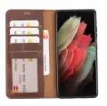 Galaxy S21 Ultra Uyumlu Manyetik Hakiki Deri Cüzdan Kılıf ,Cüzdan Taşımaya Son, Kredi Kart Yuvalı