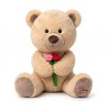 PL50216 45  CM GÜL TUTAN OTURAN AYI PELUŞ OYUNCAK