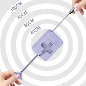 Cep Tipi Telefon Tutuculu Makaralı Uzayıp Kısalabilen 3\'ü 1 Arada USB Şarj Kablosu