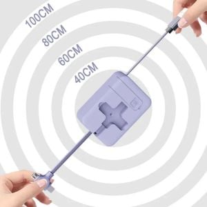 Cep Tipi Telefon Tutuculu Makaralı Uzayıp Kısalabilen 3\'ü 1 Arada USB Şarj Kablosu - Stokta Olan Renk Gönderilir