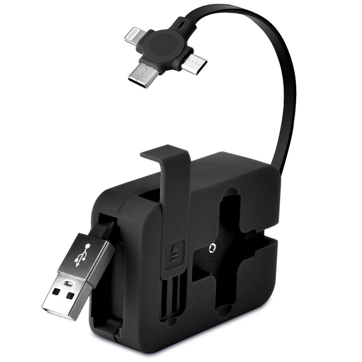 Cep Tipi Telefon Tutuculu Makaralı Uzayıp Kısalabilen 3\'ü 1 Arada USB Şarj Kablosu - Stokta Olan Renk Gönderilir