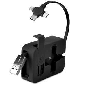 Cep Tipi Telefon Tutuculu Makaralı Uzayıp Kısalabilen 3\'ü 1 Arada USB Şarj Kablosu - Stokta Olan Renk Gönderilir