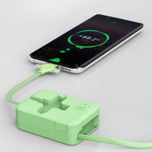 Cep Tipi Telefon Tutuculu Makaralı Uzayıp Kısalabilen 3\'ü 1 Arada USB Şarj Kablosu