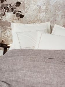 Cotton Box Embrova Şönil Çift Kişilik Yatak Örtüsü/Pike Takımı Loom Bej