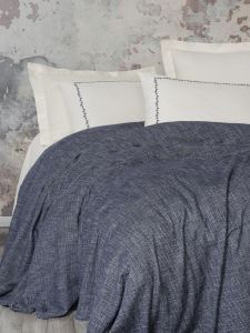 Cotton Box Embrova Şönil Çift Kişilik Yatak Örtüsü/Pike Takımı Loom Lacivert