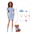 Barbie Uyumlu Dostlar Kahverengi Saçlı Bebek ve Köpekçiği