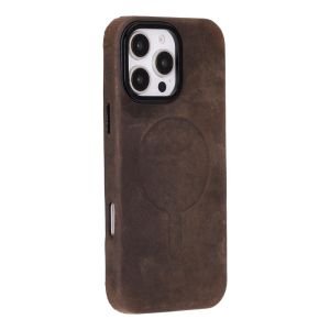 Apple iPhone 16 Pro Max uyumlu, Hakiki Deri, El Yapımı Kılıf, Antik Kahve