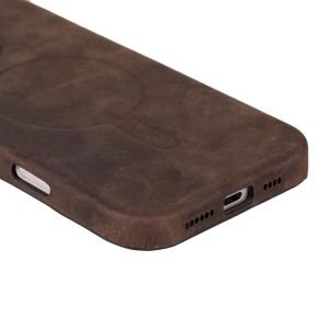 Apple iPhone 16 Pro Max uyumlu, Hakiki Deri, El Yapımı Kılıf, Antik Kahve