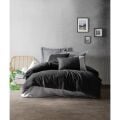 Cotton Box Plain Çift Kişilik Nevresim Takımı Siyah Gri