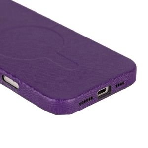 Apple iPhone 16 Pro Max uyumlu, Hakiki Deri, El Yapımı Kılıf, Mor