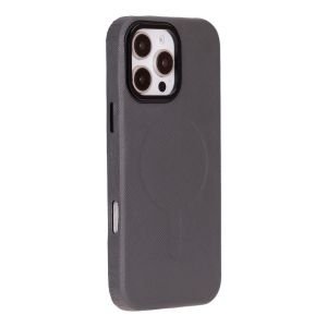 Apple iPhone 16 Pro Max uyumlu, Hakiki Deri, El Yapımı Kılıf, Gri