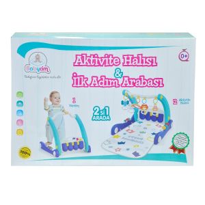 E0633 Aktivite Halısı&İlk Adım Arabası 2IN1 -Mavi ,Birlik