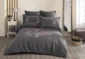 Hobby Çift Kişilik Poplin Premium Nakışlı Nevresim Emilia Gri
