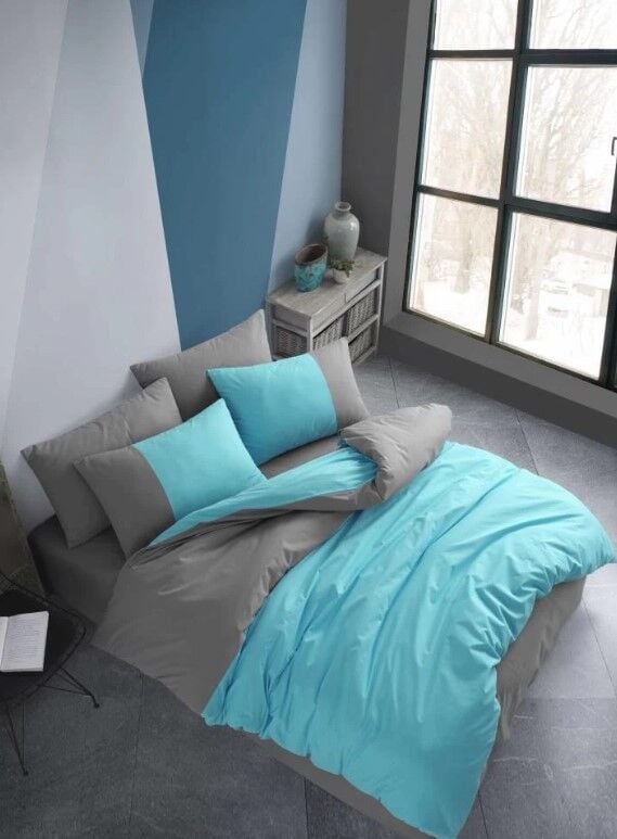 Hobby Kingsize Poplin Nevresim Diamond Turkuaz