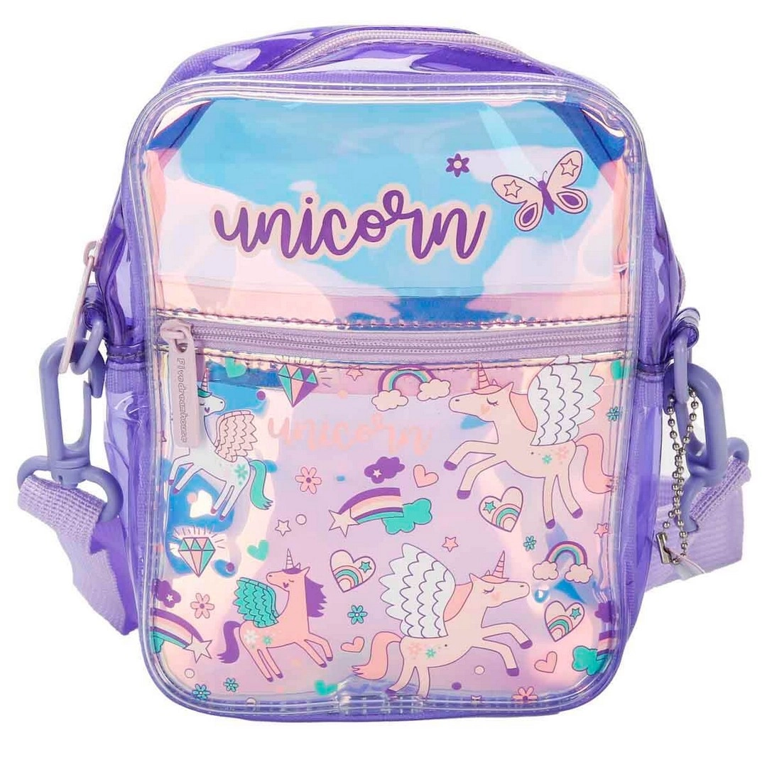 Vest Unicorn Desenli Mor Omuz Çantası