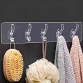 5'li Güçlü Yapışkanlı Şeffaf Duvar Askısı Banyo Mutfak Düzenleyici Pratik Askılık