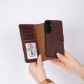 Samsung Galaxy S26 Plus Uyumlu Manyetik Hakiki Deri Cüzdan Kılıf ,Cüzdan Taşımaya Son, Kredi Kart Yuvalı, RFID Güvenlik