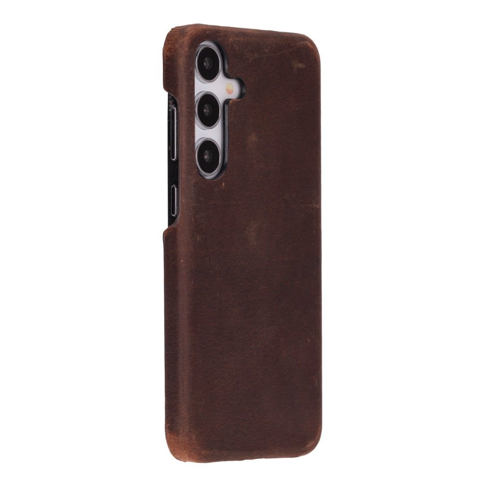 Samsung Galaxy S25 Plus Uyumlu, Hakiki Deri, El Yapımı Arka Kapak, Antik Kahve