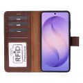 Samsung Galaxy S26 Uyumlu Manyetik Hakiki Deri Cüzdan Kılıf ,Cüzdan Taşımaya Son, Kredi Kart Yuvalı, RFID Güvenlik