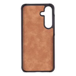 Samsung Galaxy S25 Plus Uyumlu, Hakiki Deri, El Yapımı Arka Kapak, Kömür Siyah