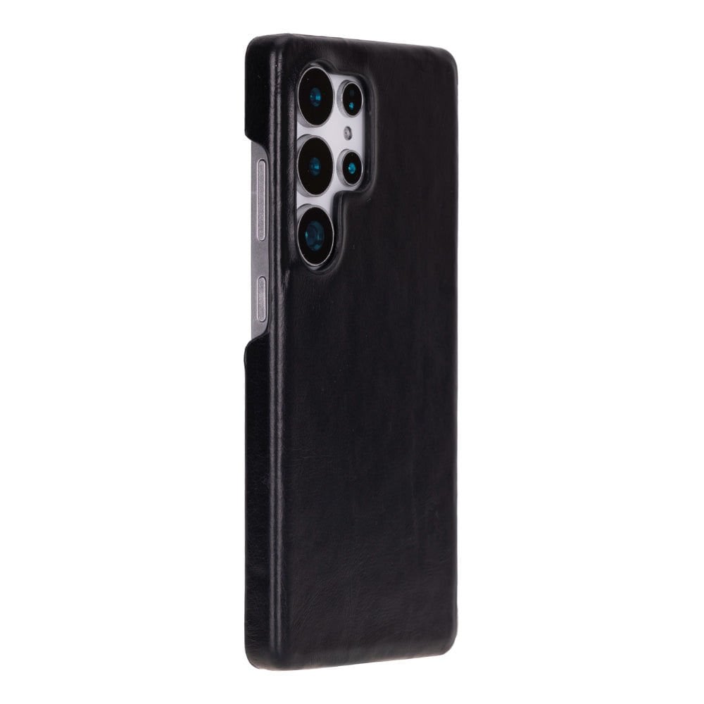 Samsung Galaxy S25 Ultra Uyumlu, Hakiki Deri, El Yapımı Arka Kapak, Kömür Siyah
