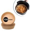 100 Adet  Air Fryer Pişirme Kağıdı Tek Kullanımlık  Yağlı Kağıdı Yuvarlak Tabak Model