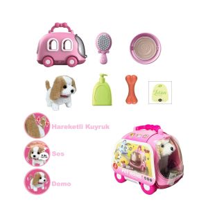 JND-6802 Taşıma Araba Çantalı Hareketli Pilli Köpek Set - Stokta Olan Renk Gönderilir