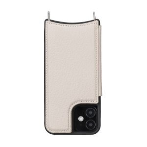 Apple iPhone 12 Mini Uyumlu Deri Askılı Kılıf UFW ERC3 Bej