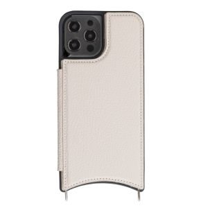 Apple iPhone 12 Pro Max Uyumlu Deri Askılı Kılıf UFW ERC3 Bej