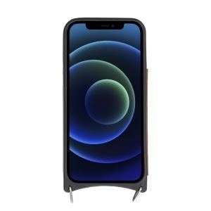 Apple iPhone 12 Pro Uyumlu Deri Askılı Kılıf UFW RST2EF Taba