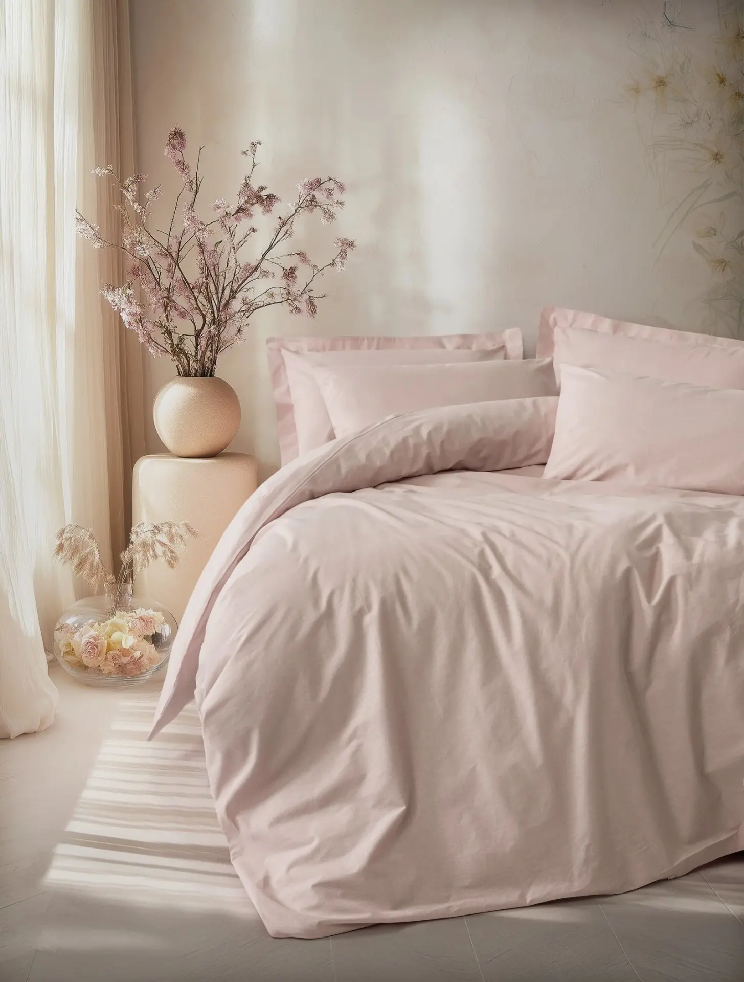 Cotton Box Plain Çift Kişilik Nevresim Takımı Pudra