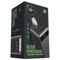 Powerway TX80 80.000mAh Kablolu Dijital Göstergeli Gerçek Fener Işıklı Kamp Siyah Powerbank