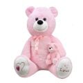 1085P Yavrulu Peluş Ayı Pembe 95 cm