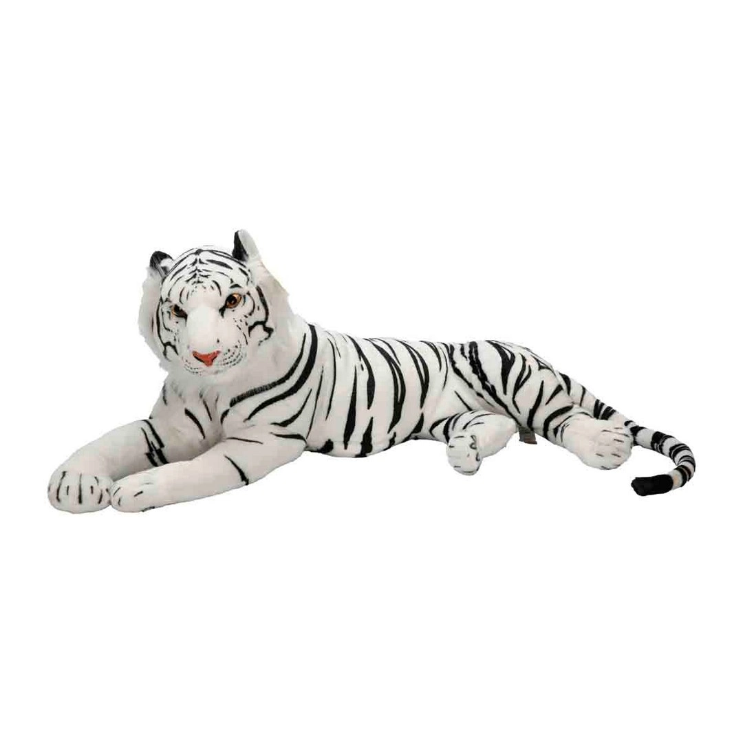 Yan Yatan Beyaz Peluş Kaplan 90 cm