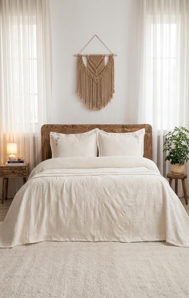 Şaheser Home Collection Yatak Örtüsü Çift Kişilik Anita Krem