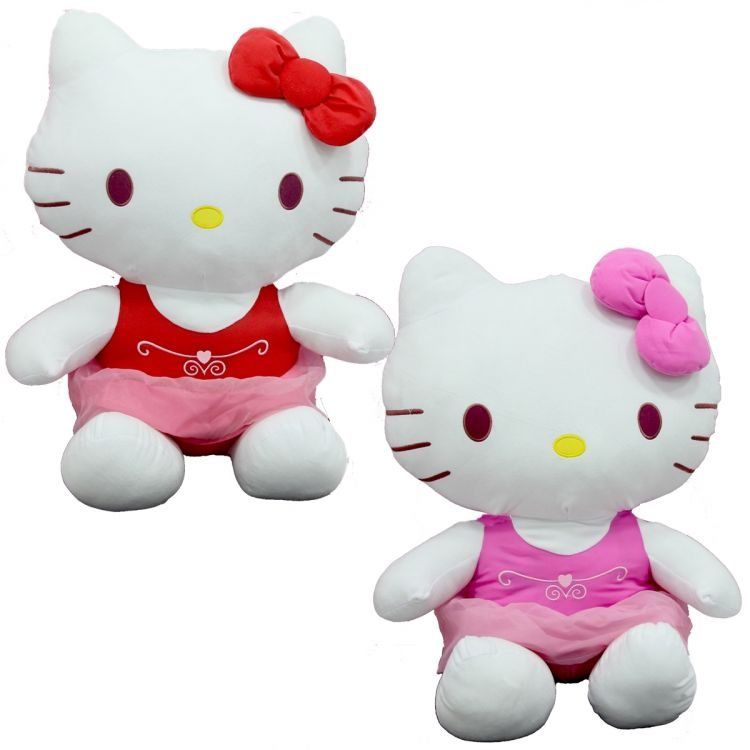 Sunman Peluş Hello Kitty Elbiseli Kurdeleli 50Cm