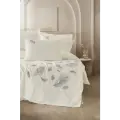 Cotton Box Brode Nakışlı Çift Kişilik Saten Nevresim Takımı Alula Ekru