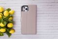 Apple iPhone 11 Pro Max Uyumlu Deri Cüzdanlı Kılıf ERC3 Bej