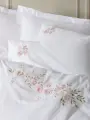 Cotton Box 3D Nakışlı Çift Kişilik Saten Nevresim Takımı Floret Beyaz