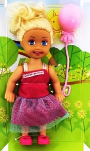 Cute Girl Pembe Balonlu Sarışın Mini Bebek