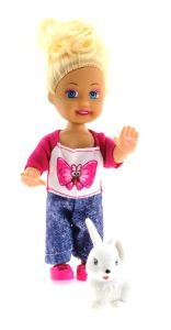 Cute Girl Tavşan Figürlü Sarışın Mini Bebek