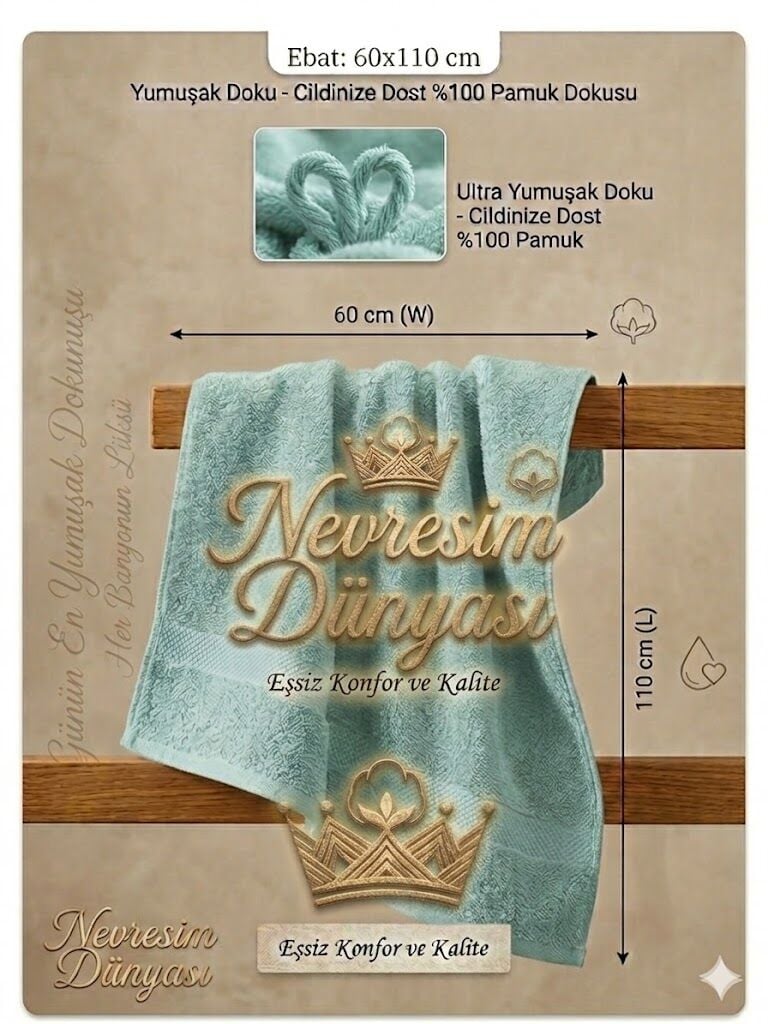 Nevresim Dünyası Prime Havlu 60x110 Su Yeşili