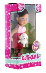 Cute Girl Köpek Figürlü Kumral Mini Bebek