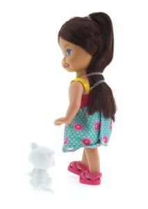 Cute Girl Kedi Figürlü Kumral Mini Bebek