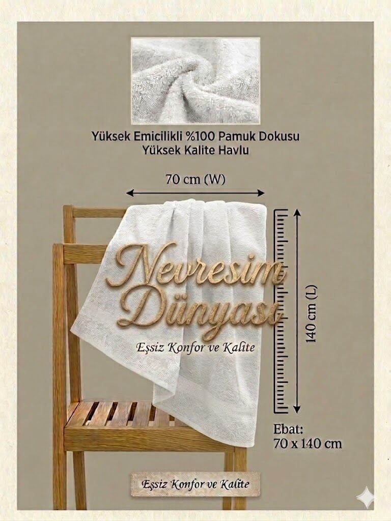 Nevresim Dünyası Prime Havlu 70x140 Beyaz