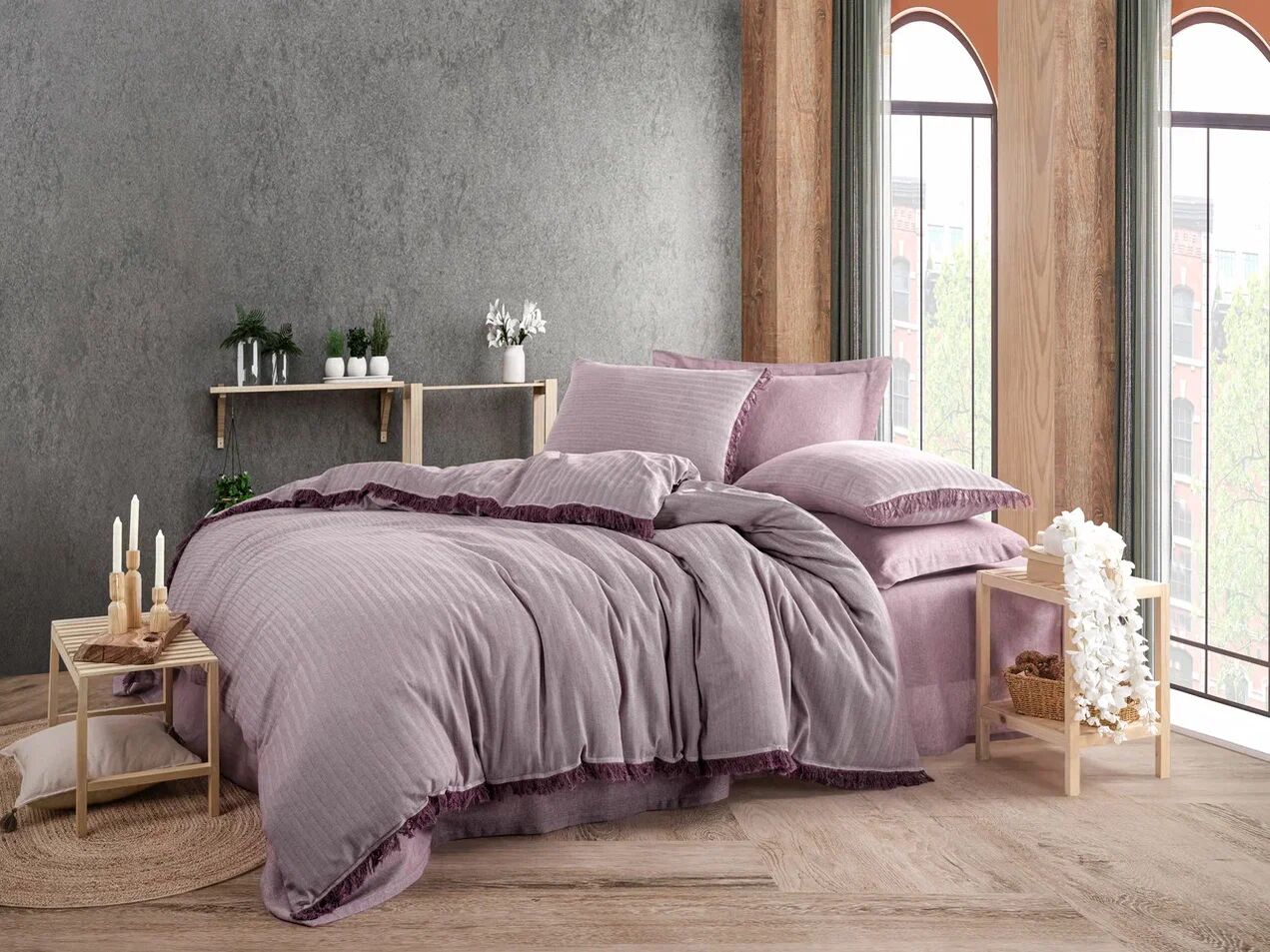 Hobby Private İpliği Boyalı Nevresim Takımı Mor